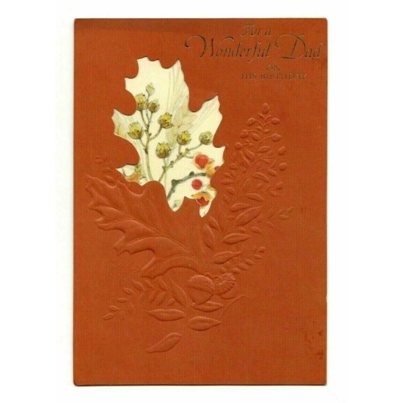 For a Wonderful Dad On His Birthday Greeting Card Leaves Art Paint Vintage Card - Picture 4 of 10